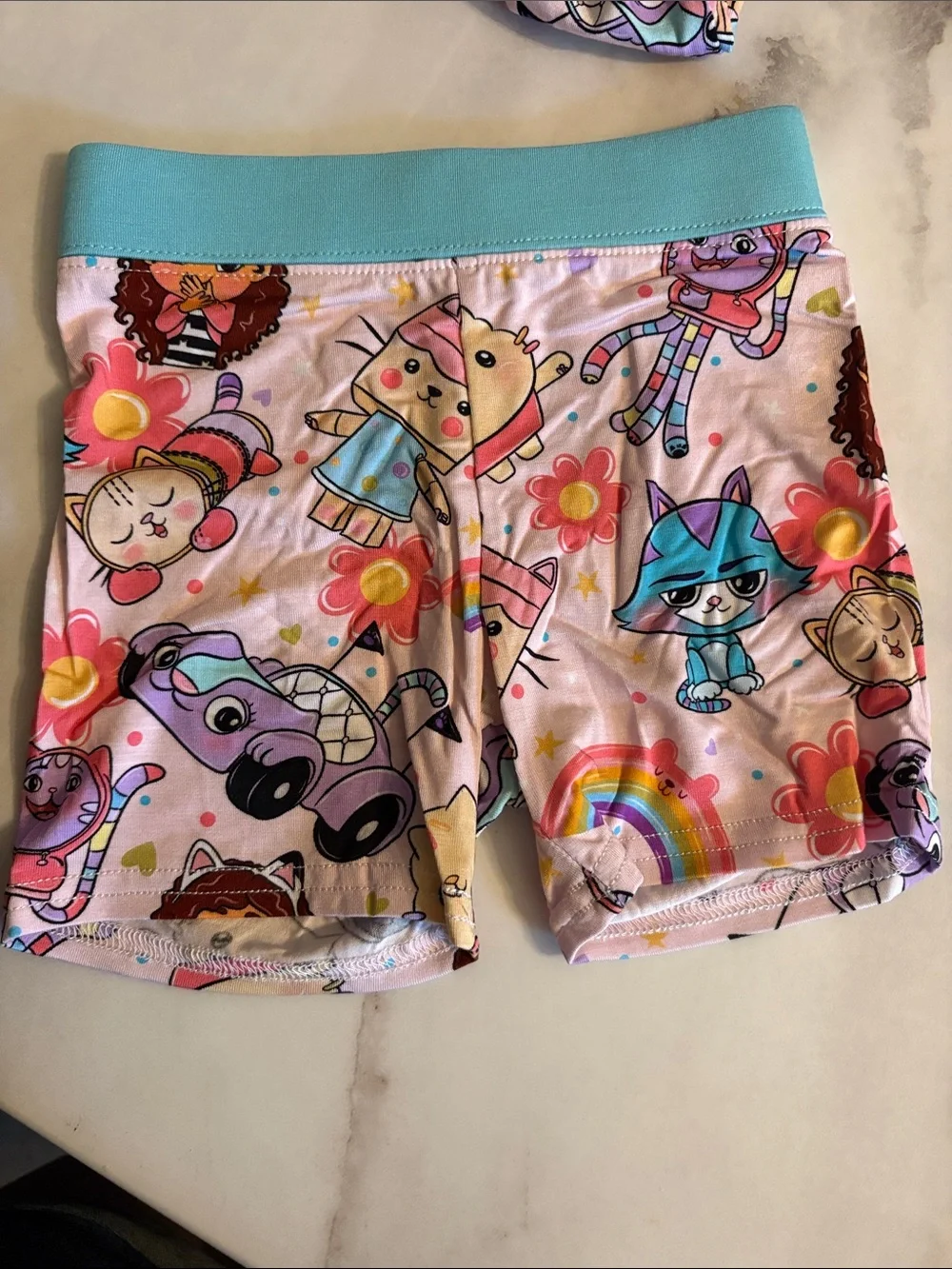 BAMBOO Pink Cartoon Animals & Rainbow Short Pajama Set